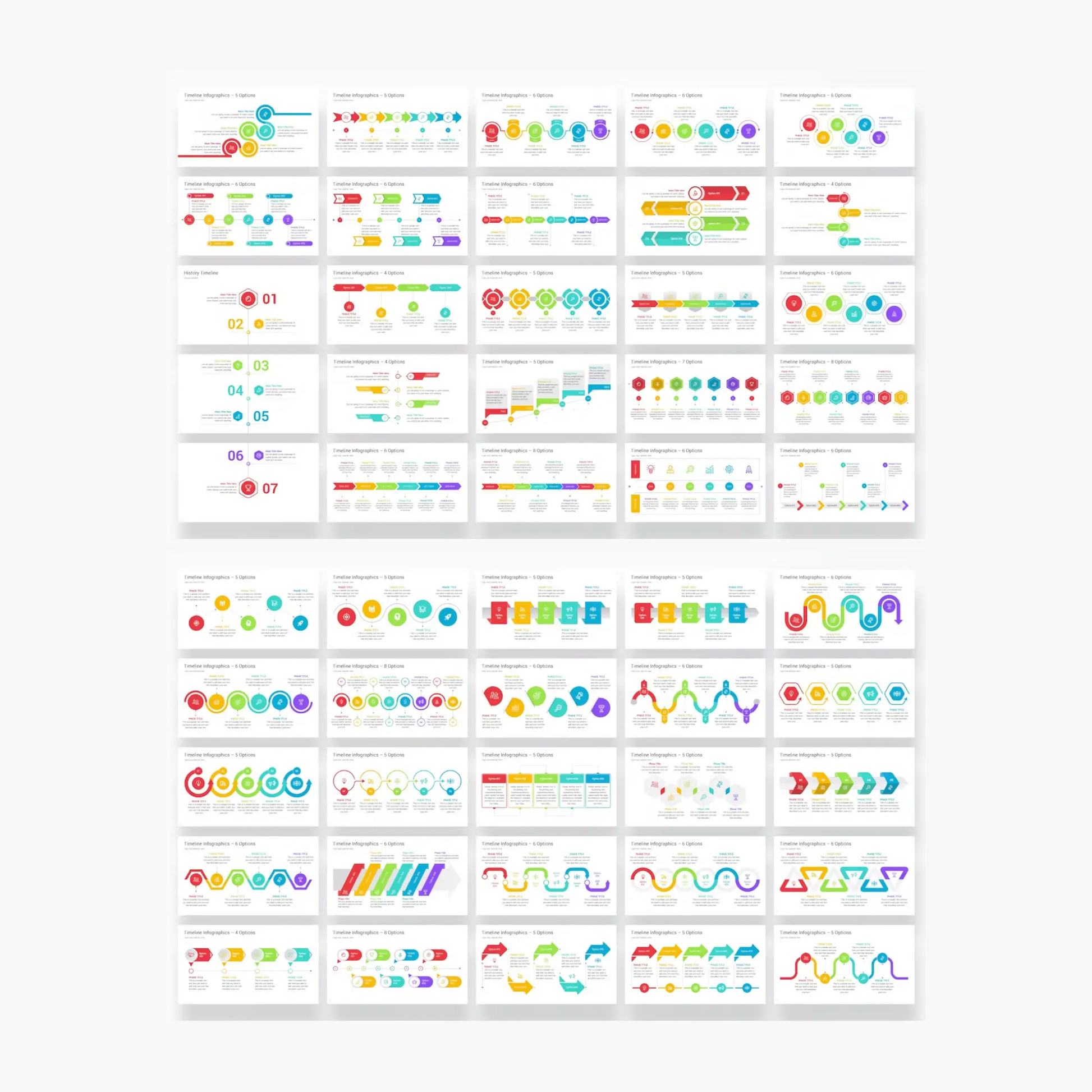 6 Timeline Powerpoint Presentation Template Bundle - CreativeRino