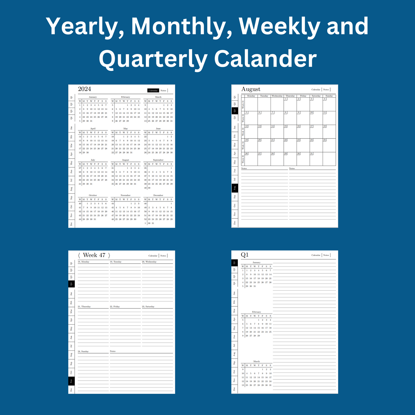 reMarkable 2 Monthly Calendar Planner Template