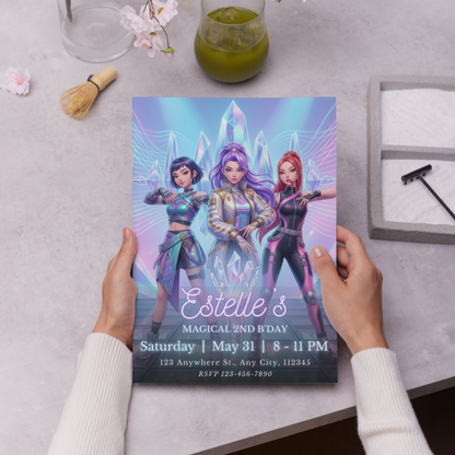 Kpop Demon Hunters Birthday Invitation – Printable Editable Template CreativeRino