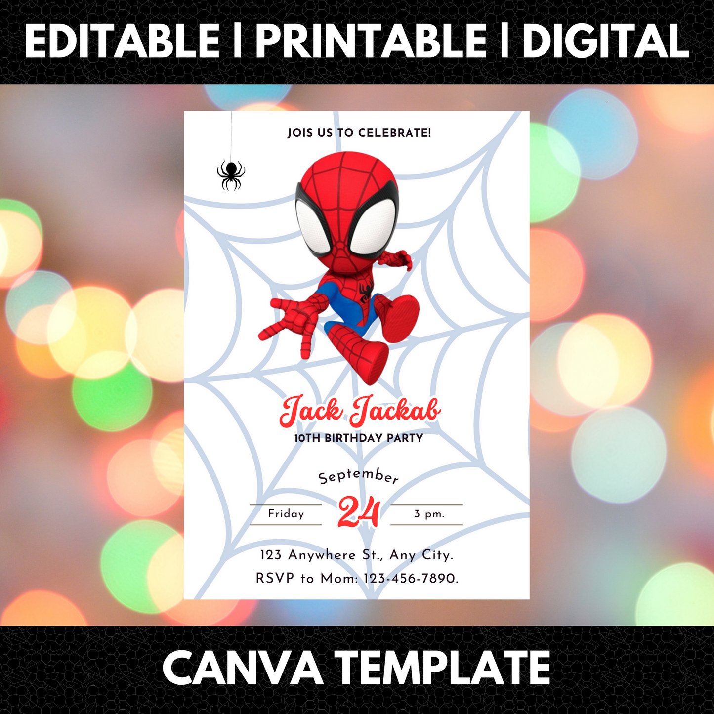 Spidey and his Amazing Friends Birthday Invitation Template