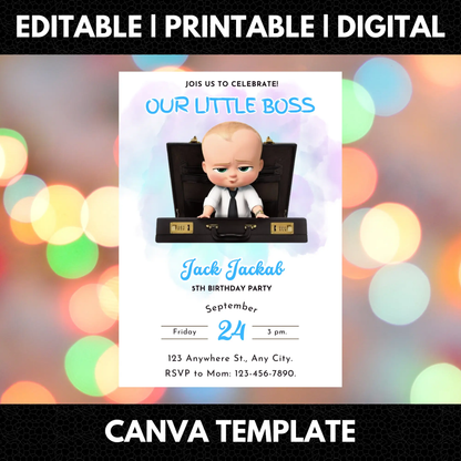 Boss Baby Birthday Invitation Template - CreativeRino