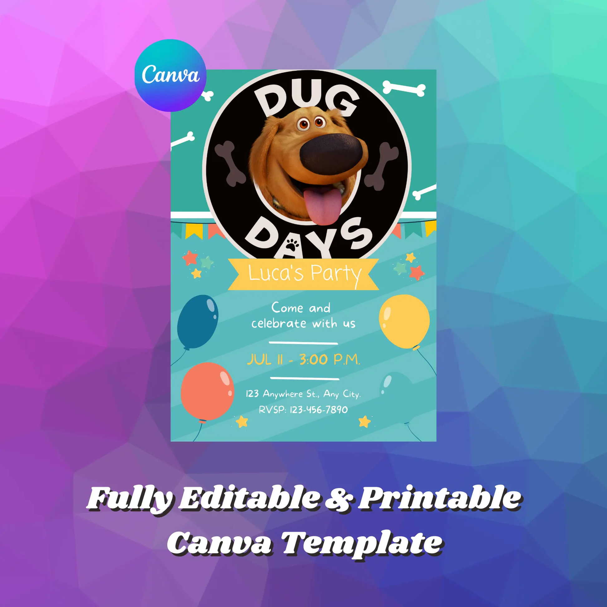 Dug Days Birthday Invitation Template - CreativeRino