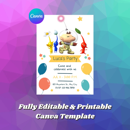 Pikmin Birthday Invitation Template - CreativeRino