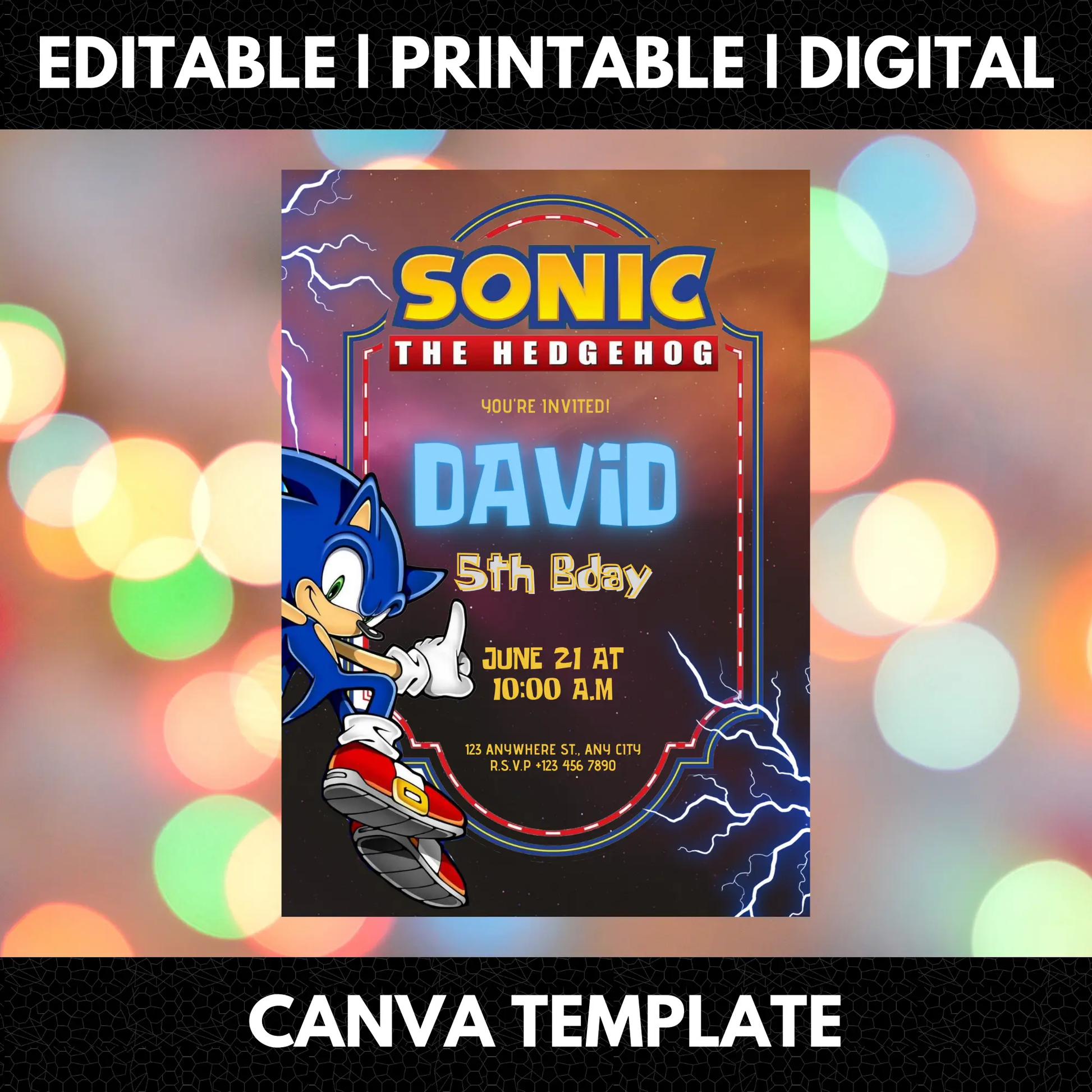 Sonic The Hedgehog Birthday Invitation Template - CreativeRino
