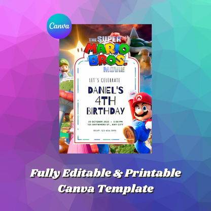 Super Mario Birthday Invitation Template - CreativeRino
