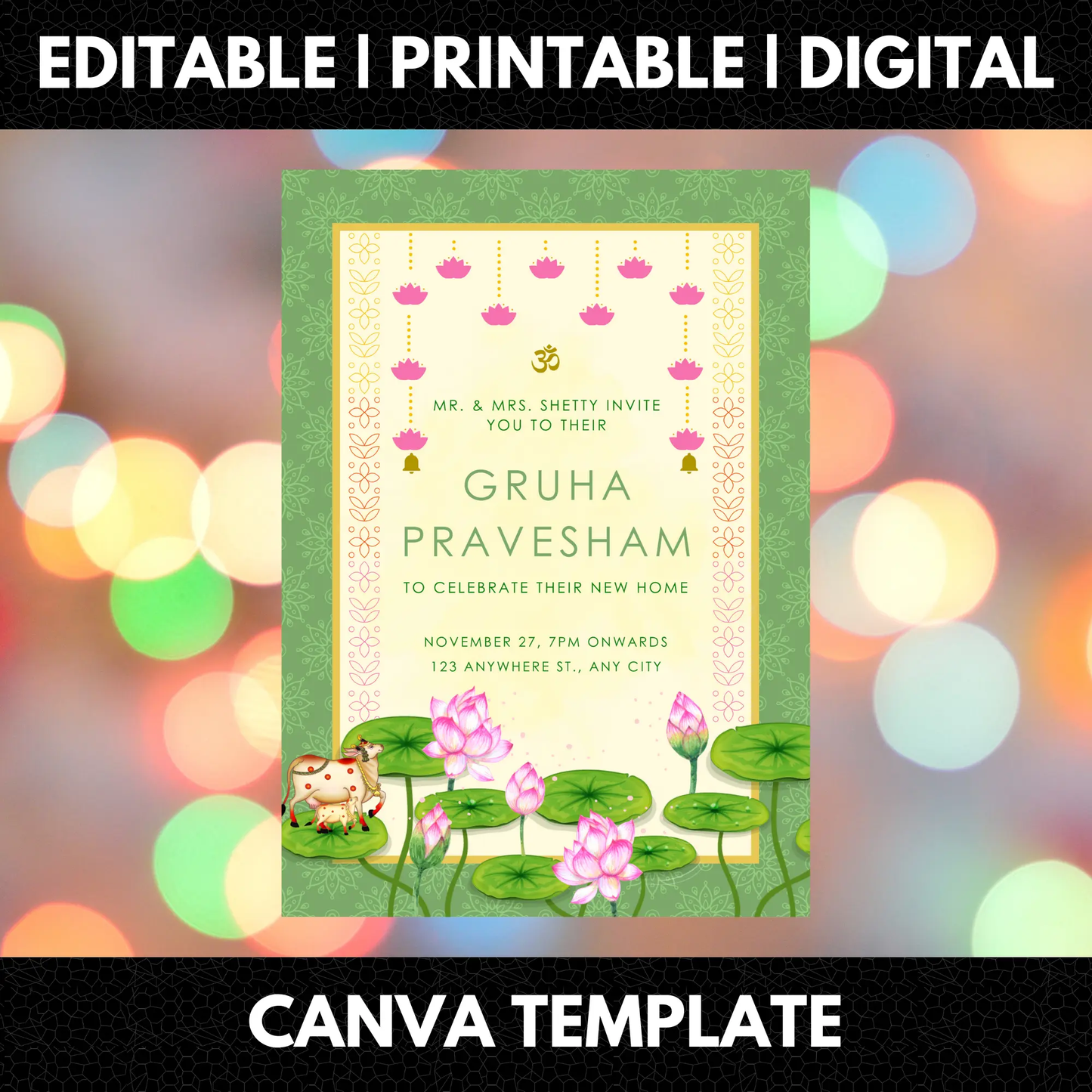 Gruhapravesham Invitation Template | Indian Housewarming Invite - CreativeRino