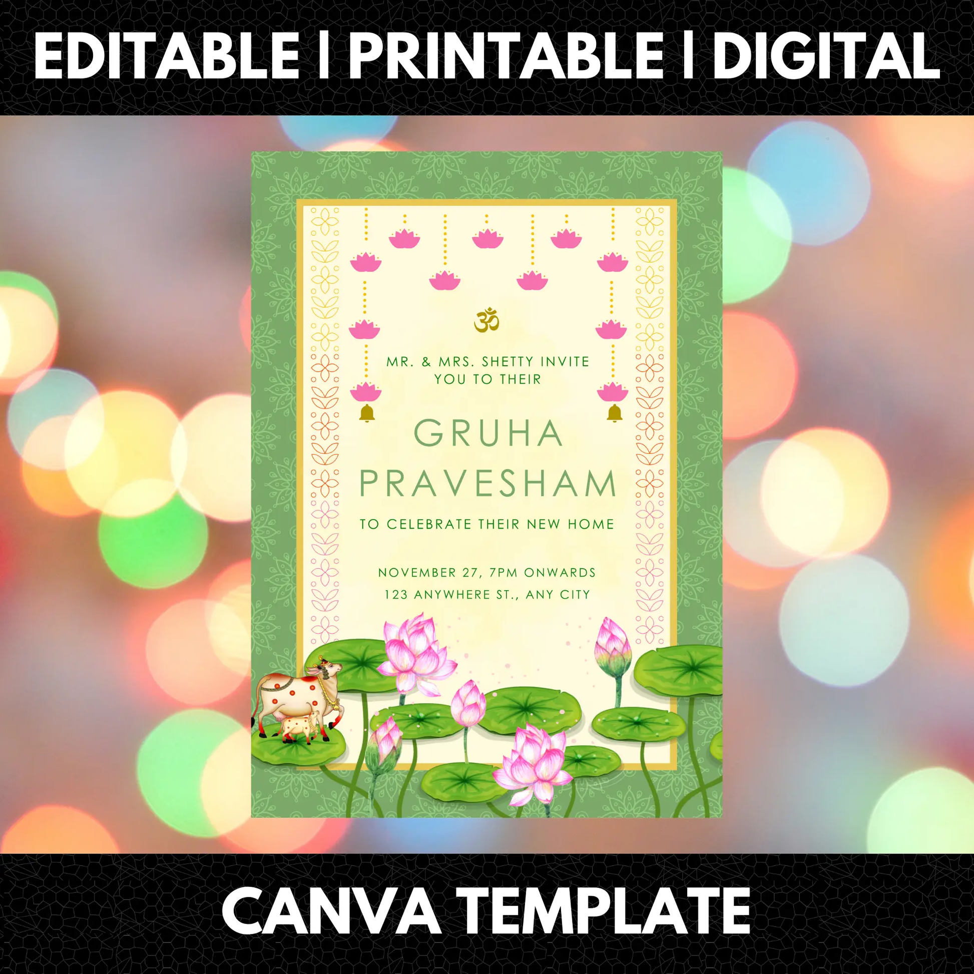 Gruhapravesham Invitation Template | Indian Housewarming Invite - CreativeRino