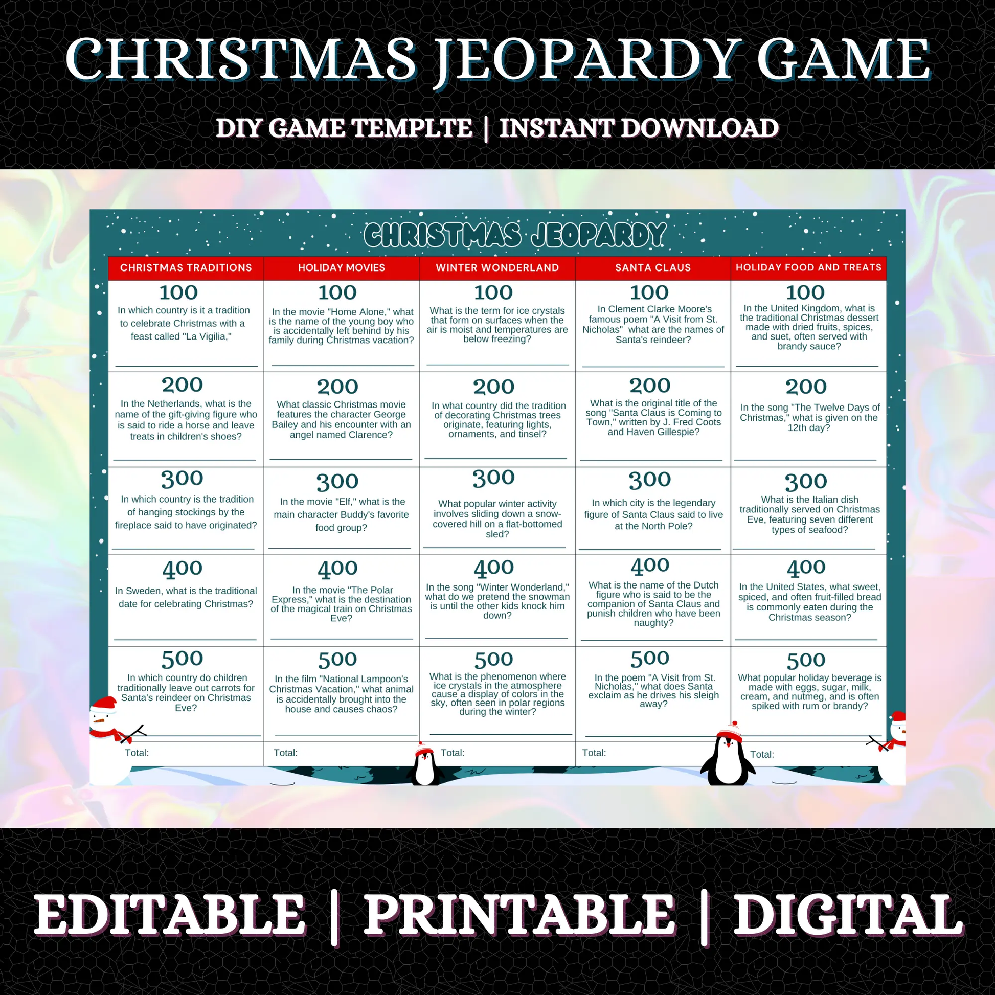 Christmas Jeopardy Game Template - CreativeRino