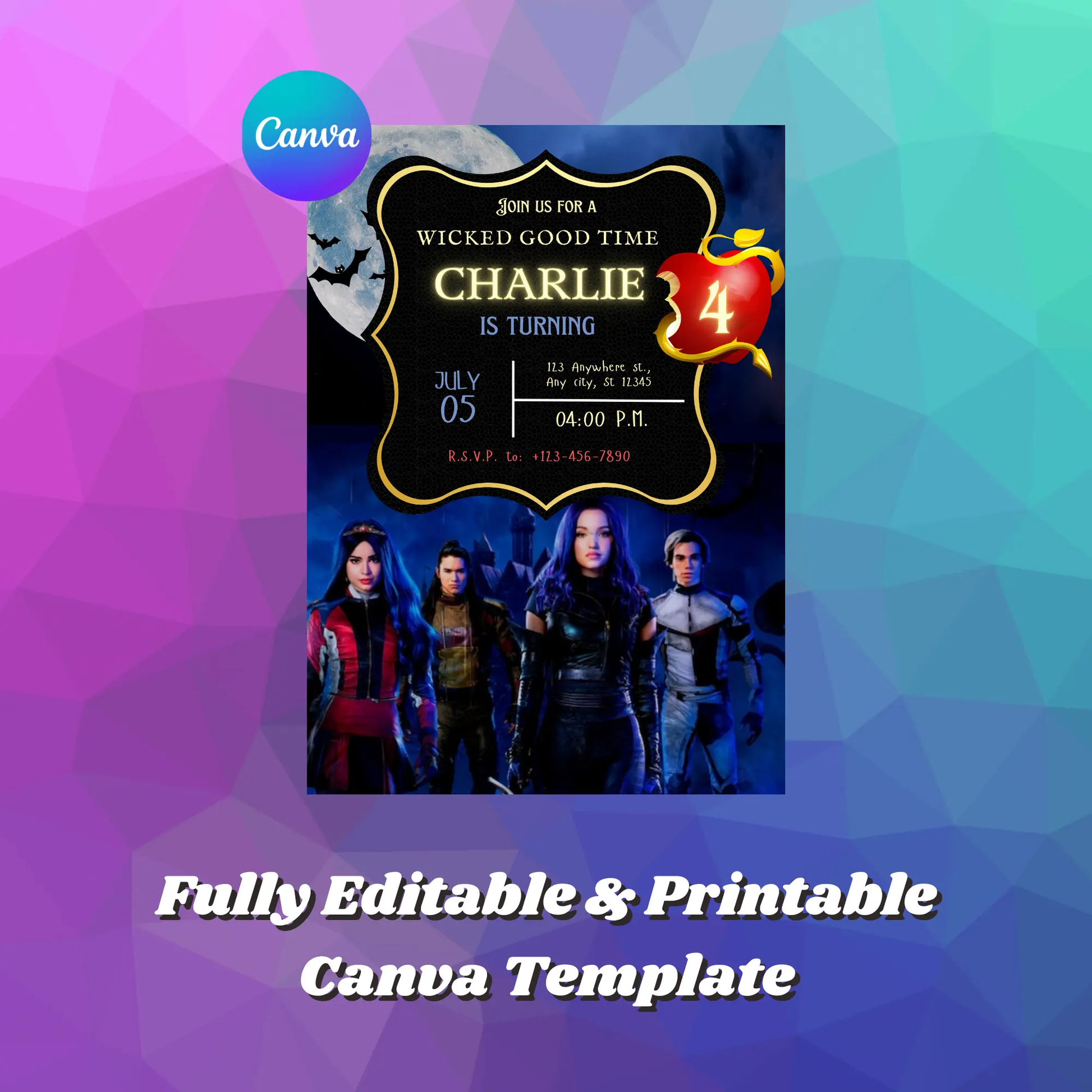 Descendants Birthday Invitation Template - CreativeRino