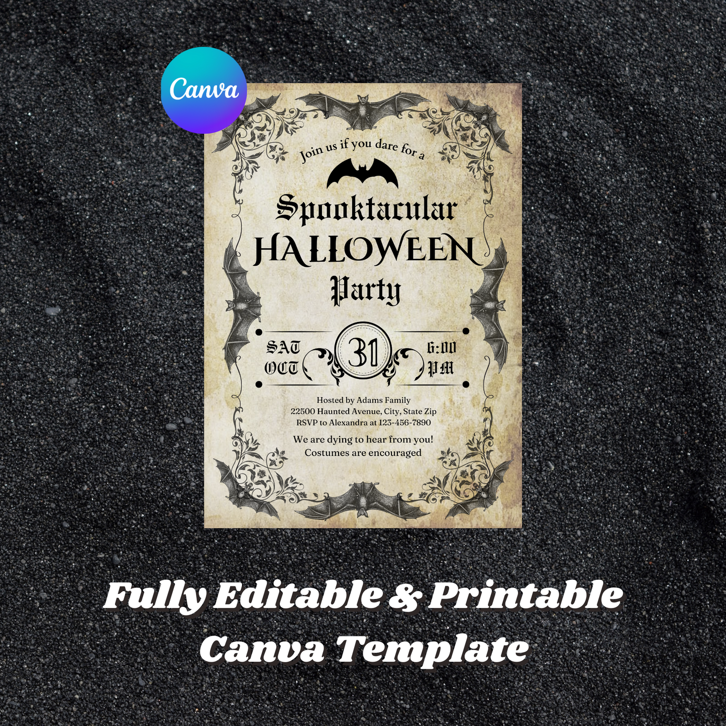 Vintage Halloween Party Invitation Template