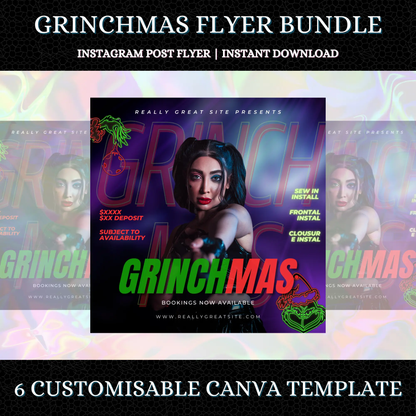 Grinchmas Flyer Template | Grinch Christmas Booking Flyer - CreativeRino
