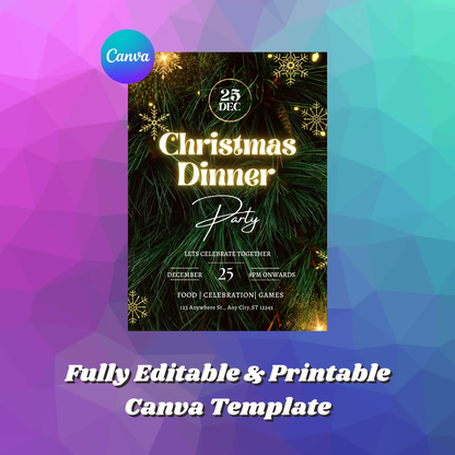 Christmas Dinner Party Invitation Template - CreativeRino