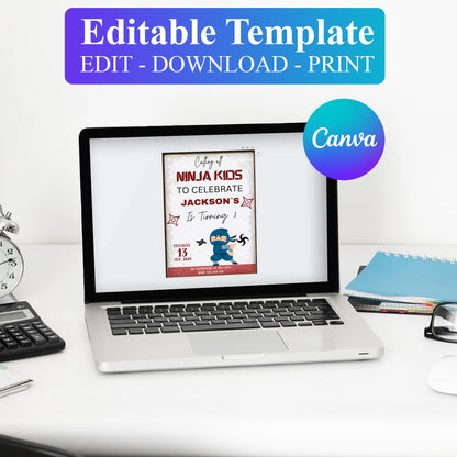 Ninja Kidz Birthday Invitation Template - CreativeRino