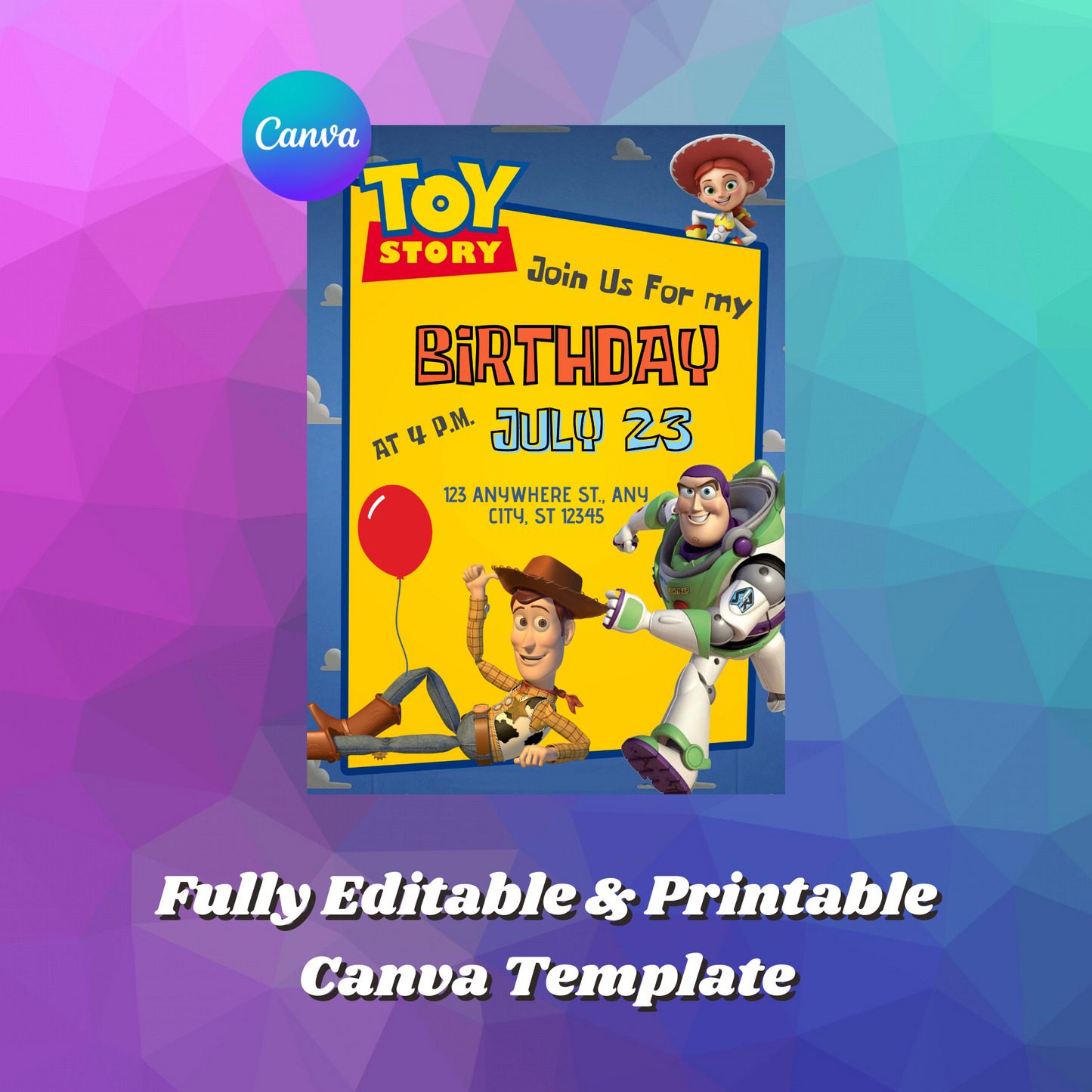 Toy Story Birthday Invitation Template | Buzz Lightyear and Woody Invite