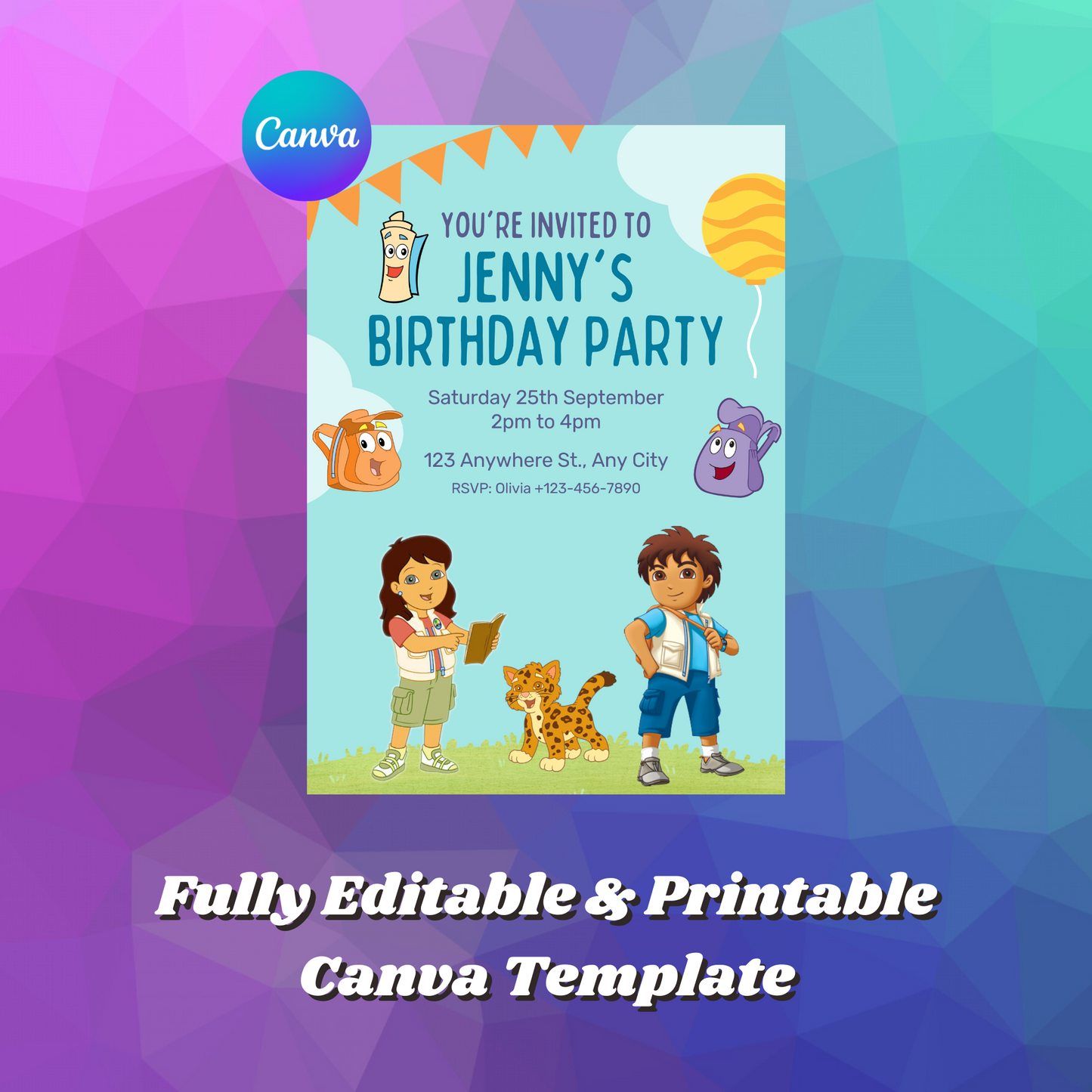 Go Diego Go Birthday Invitation Template