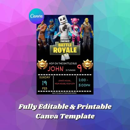 Fortnite Birthday Invitation Template | Battle Royale Invite - CreativeRino