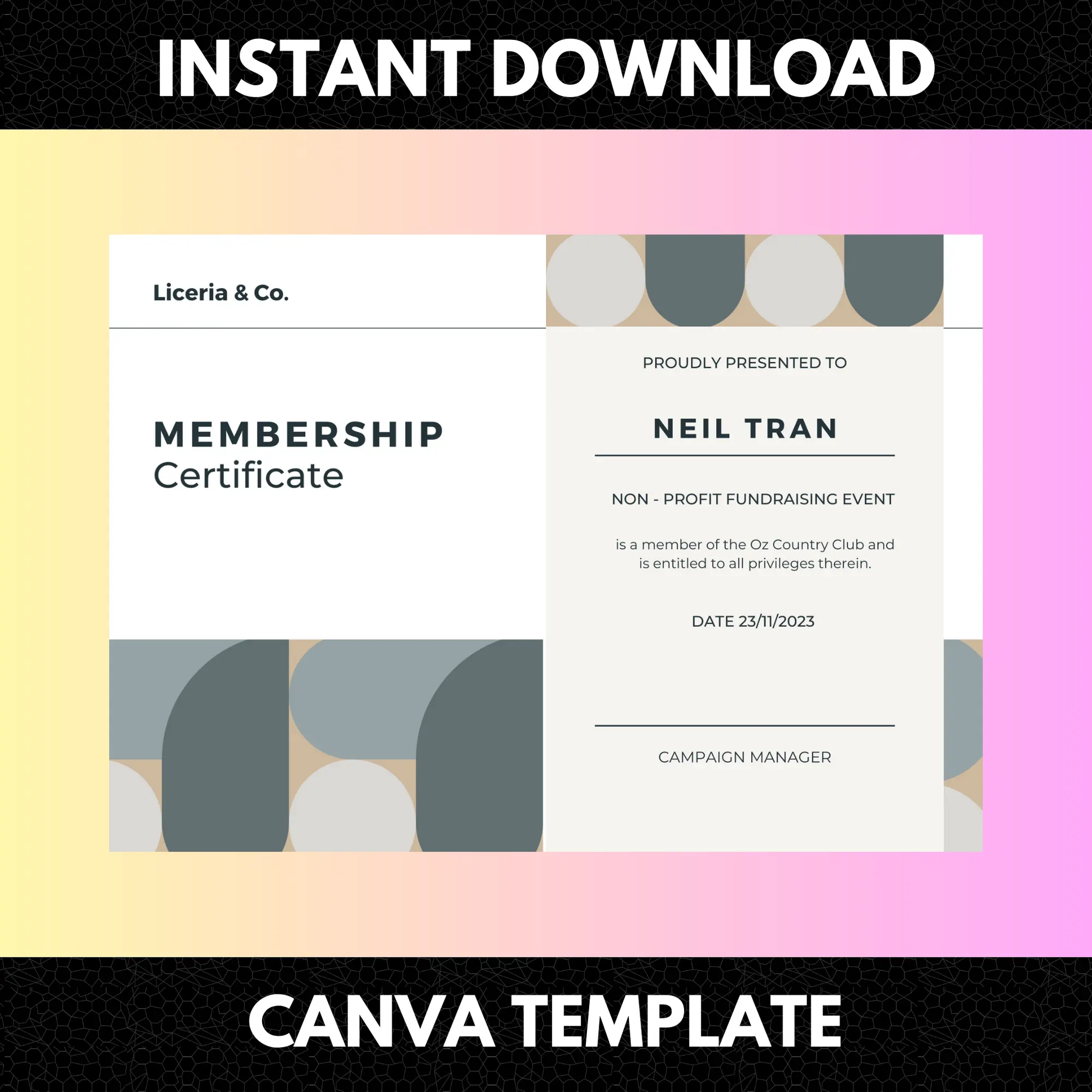 Certificate of Membership Template | Membership Certificate - CreativeRino