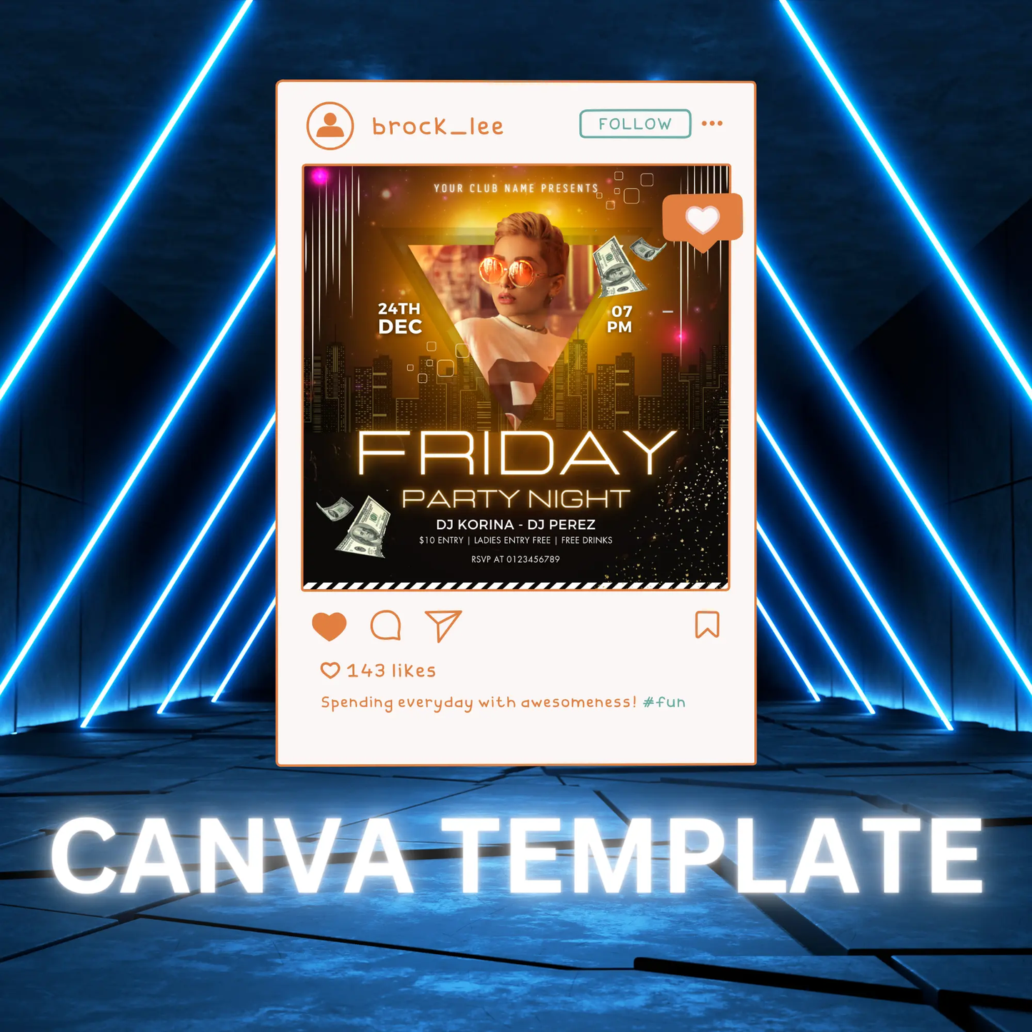Black Friday Club Flyer Template | DJ Party Social Media Flyer - CreativeRino