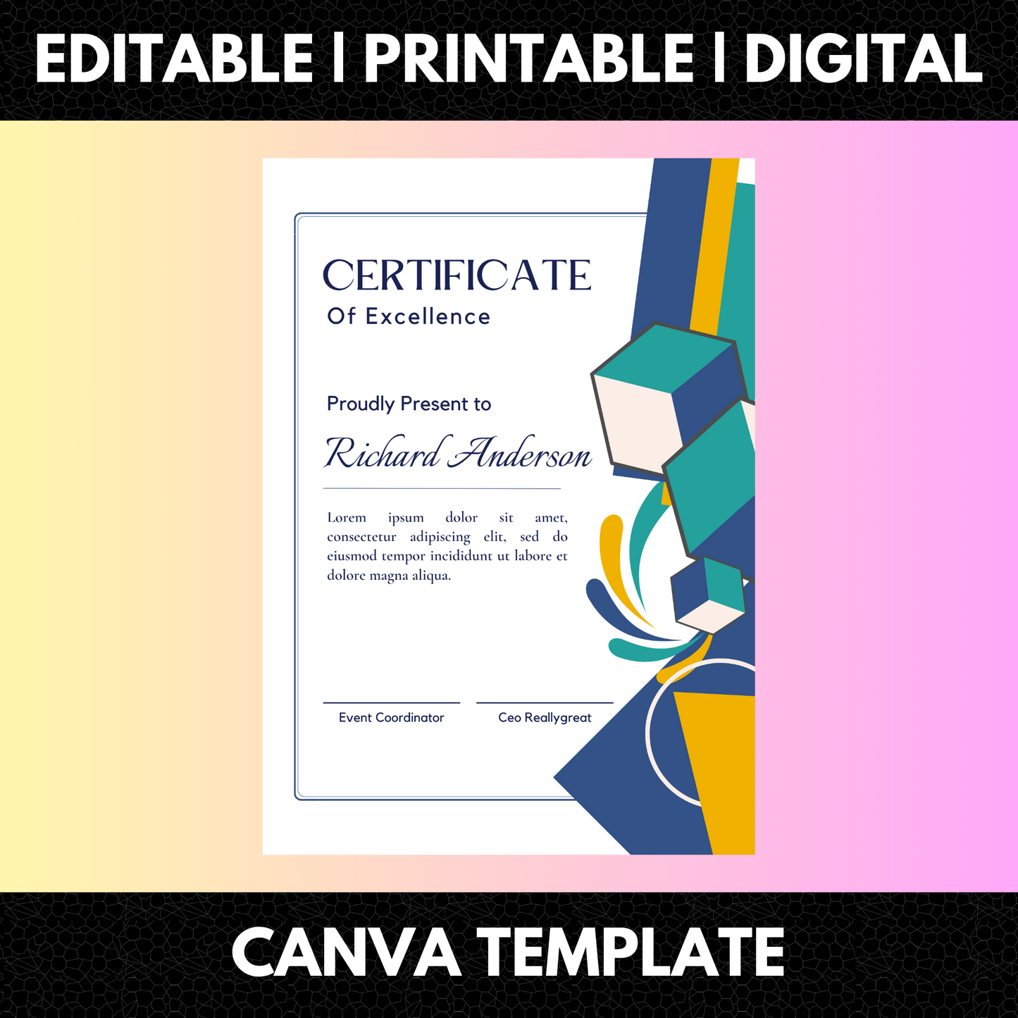 Certificate of Excellence Template | Excellence Certificate