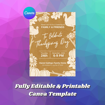 Thanksgiving Dinner Invitation Template | Gobble Thanksgiving Invite - CreativeRino