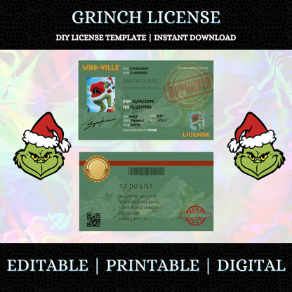 Who Ville Grinch License Template - CreativeRino