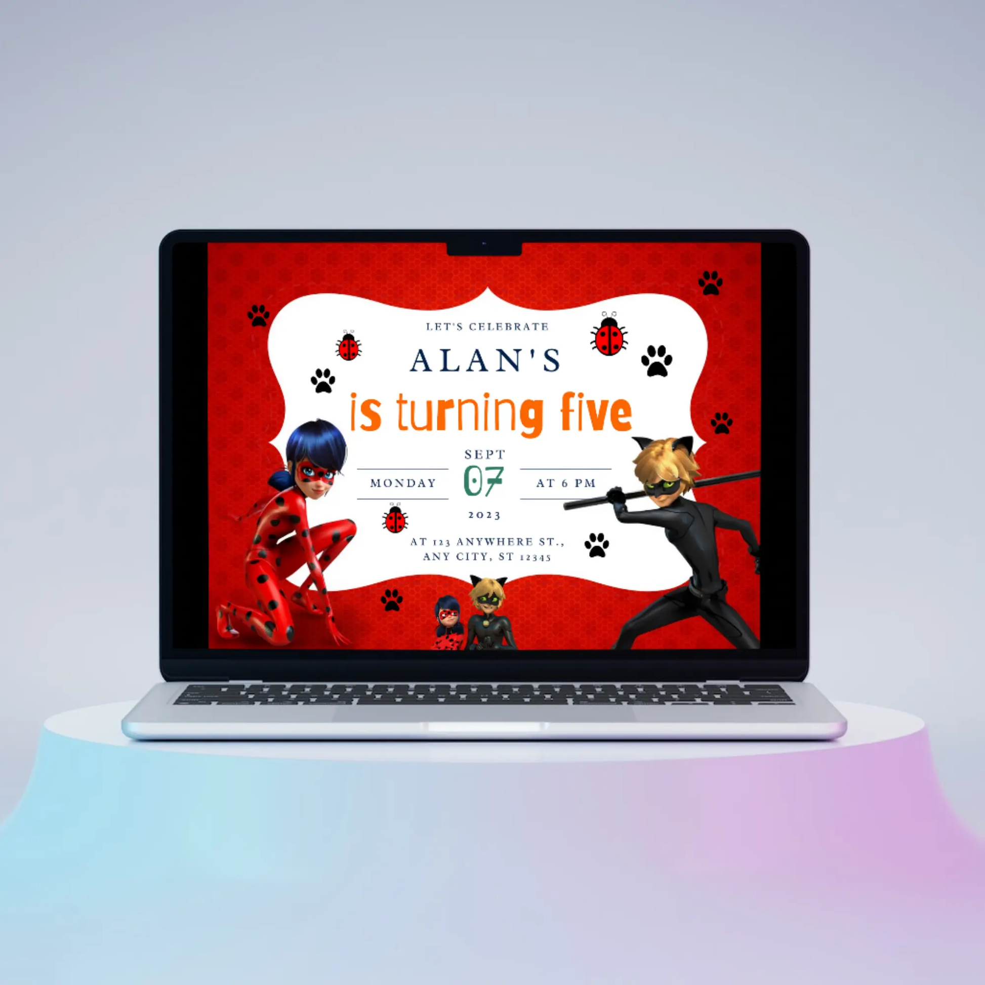 Miraculous Tales of Ladybug & Cat Noir Birthday Invitation Template - CreativeRino