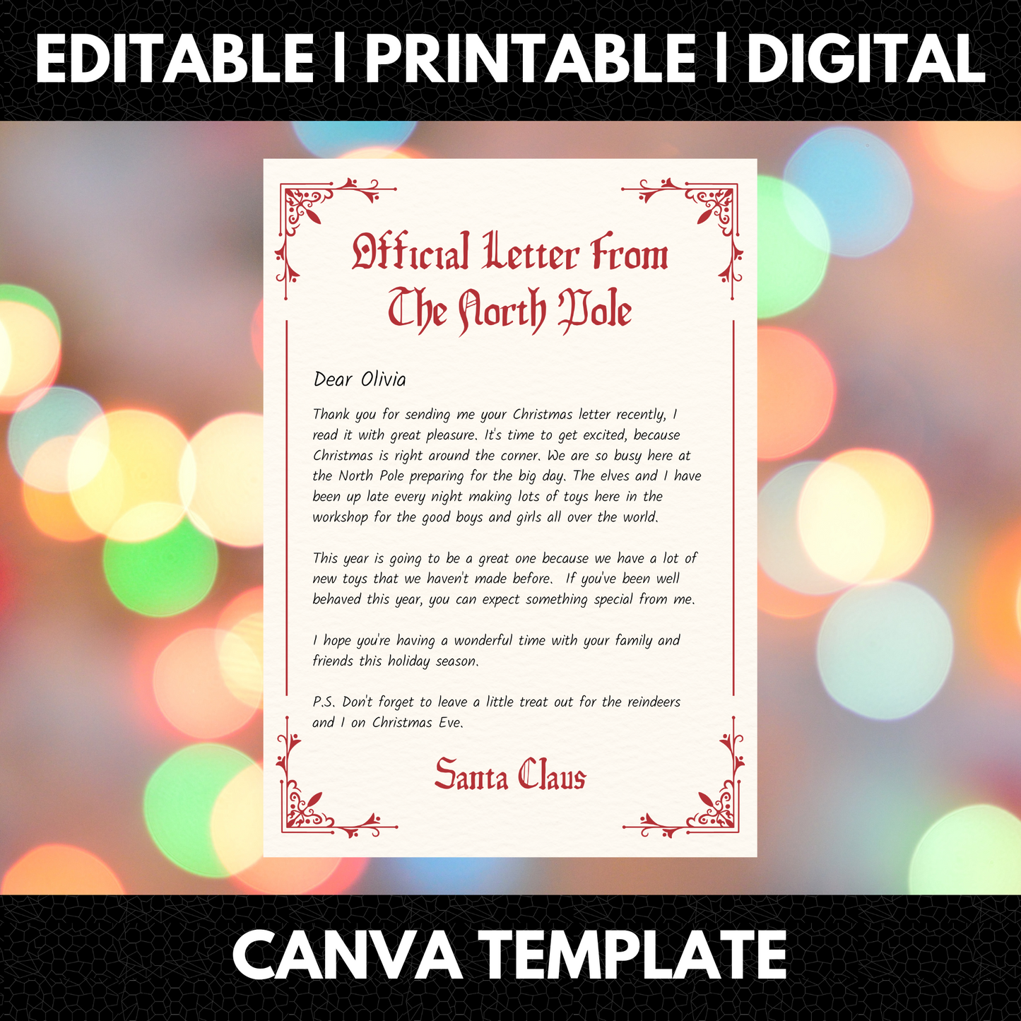 Letter from Santa Claus Christmas Template