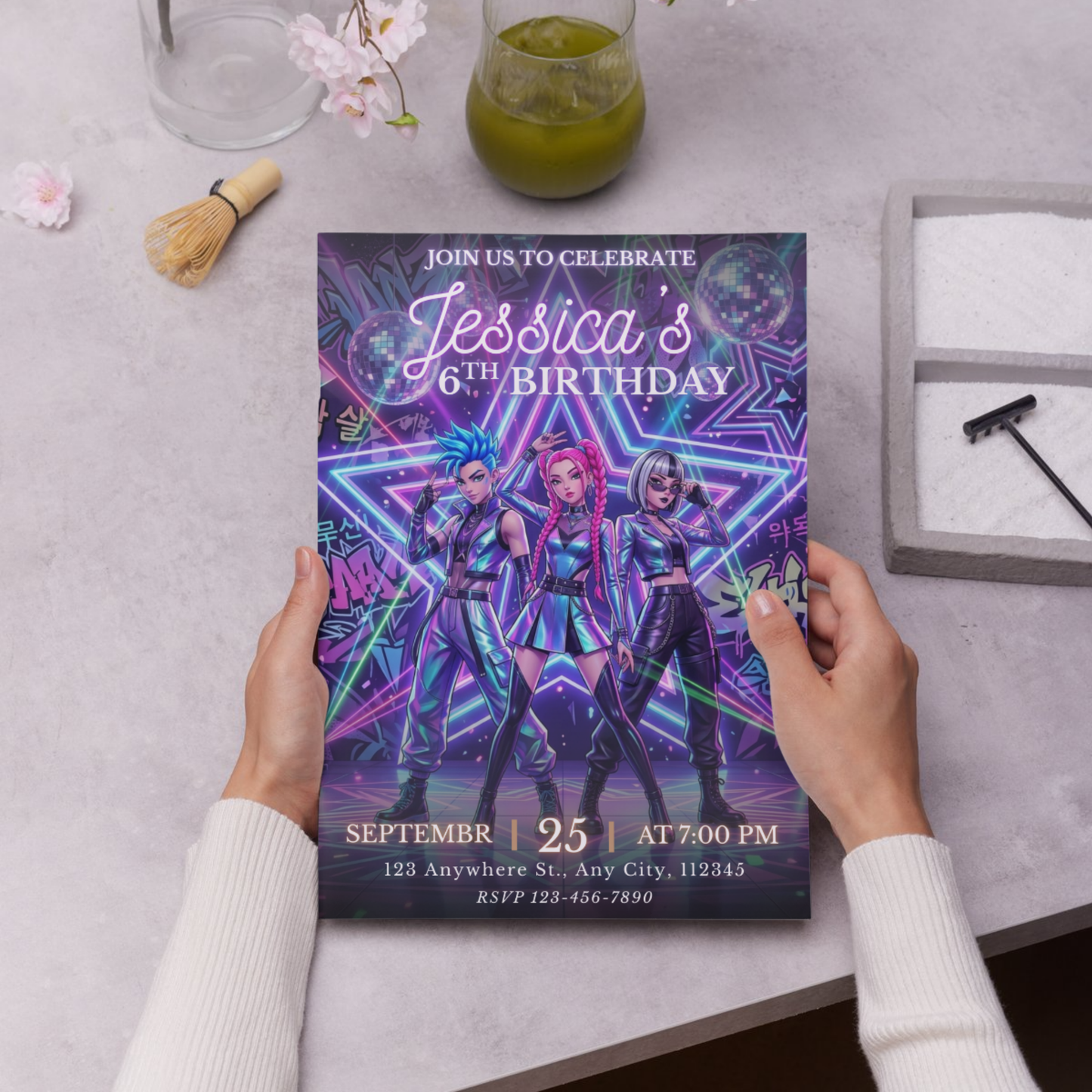 Demon Hunters Kpop Birthday Invite Template – Easy Edit CreativeRino