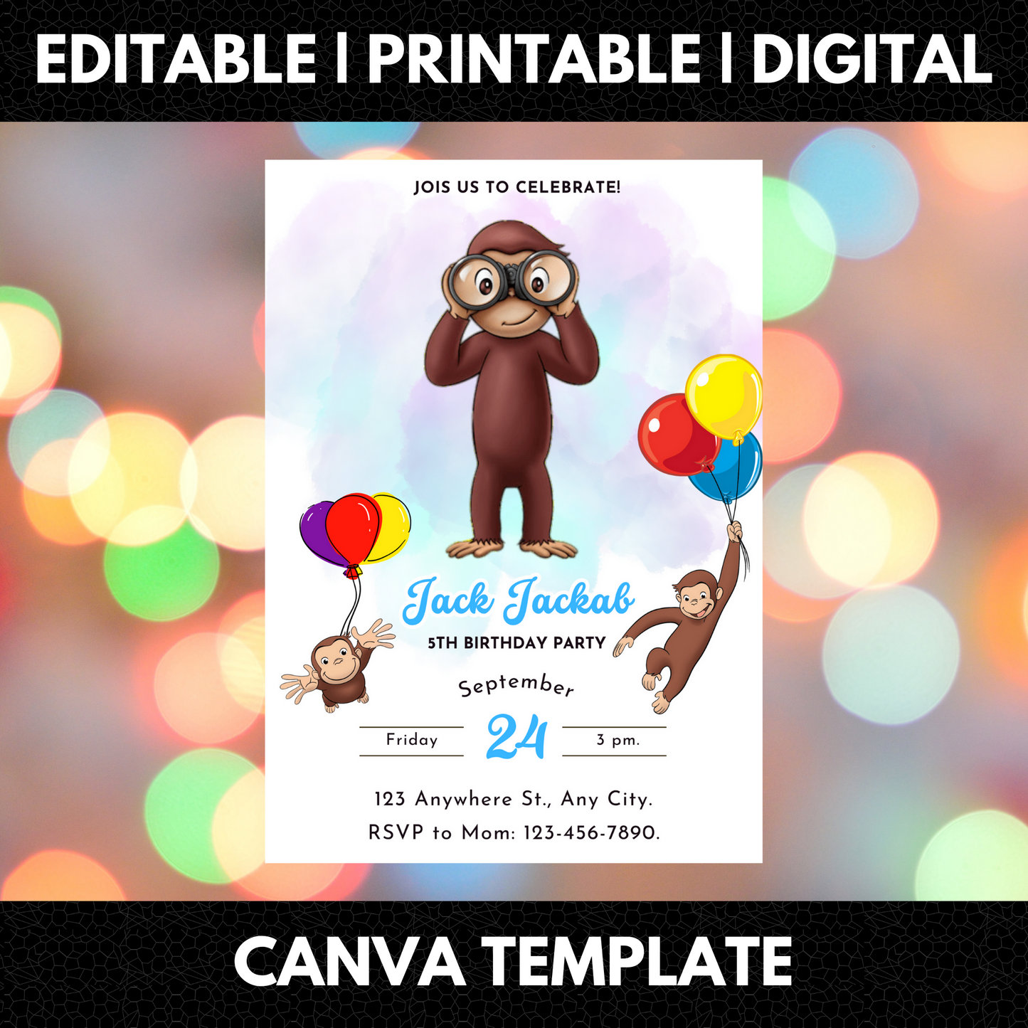 Curious George Birthday Invitation Template