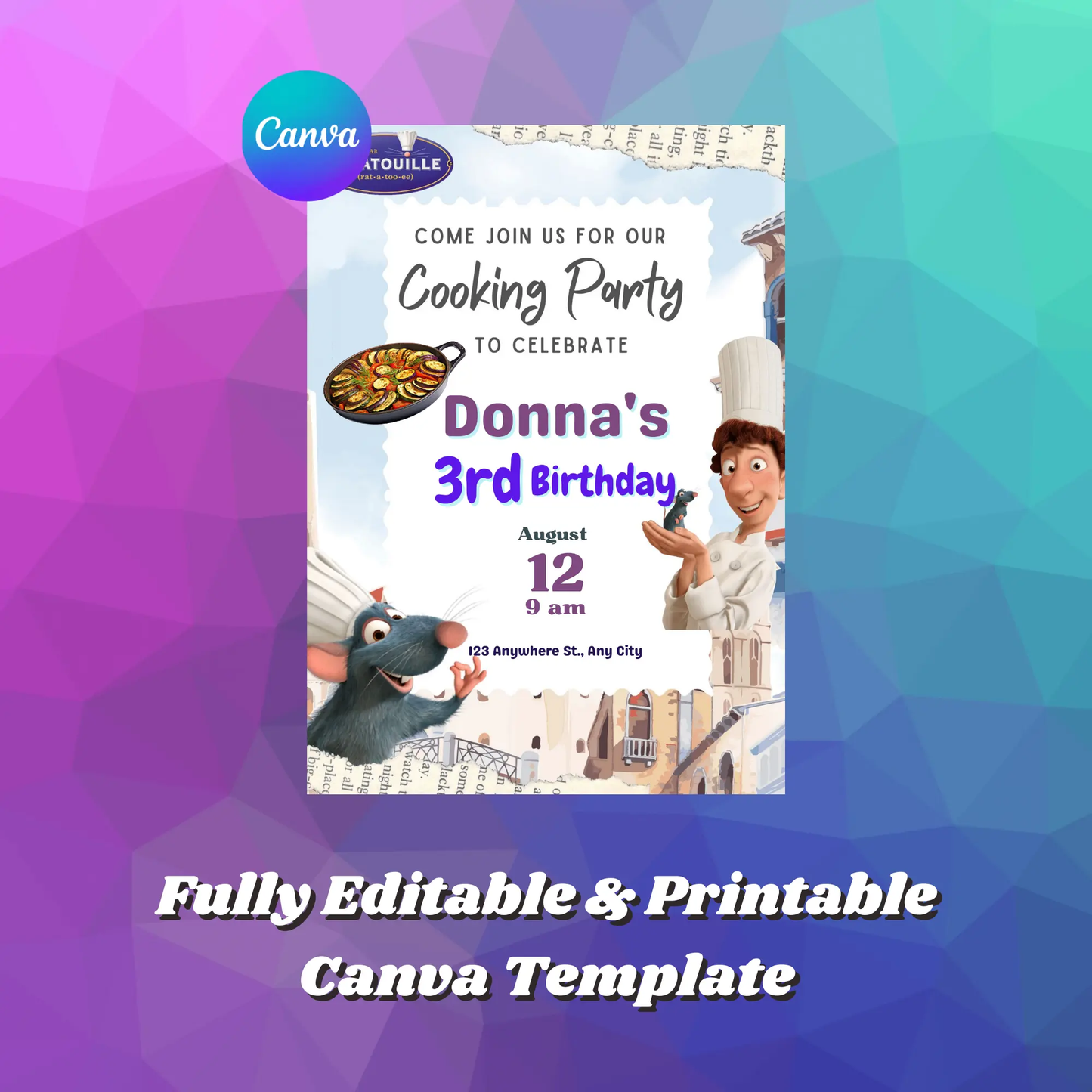 Ratatouille Birthday Invitation Template - CreativeRino