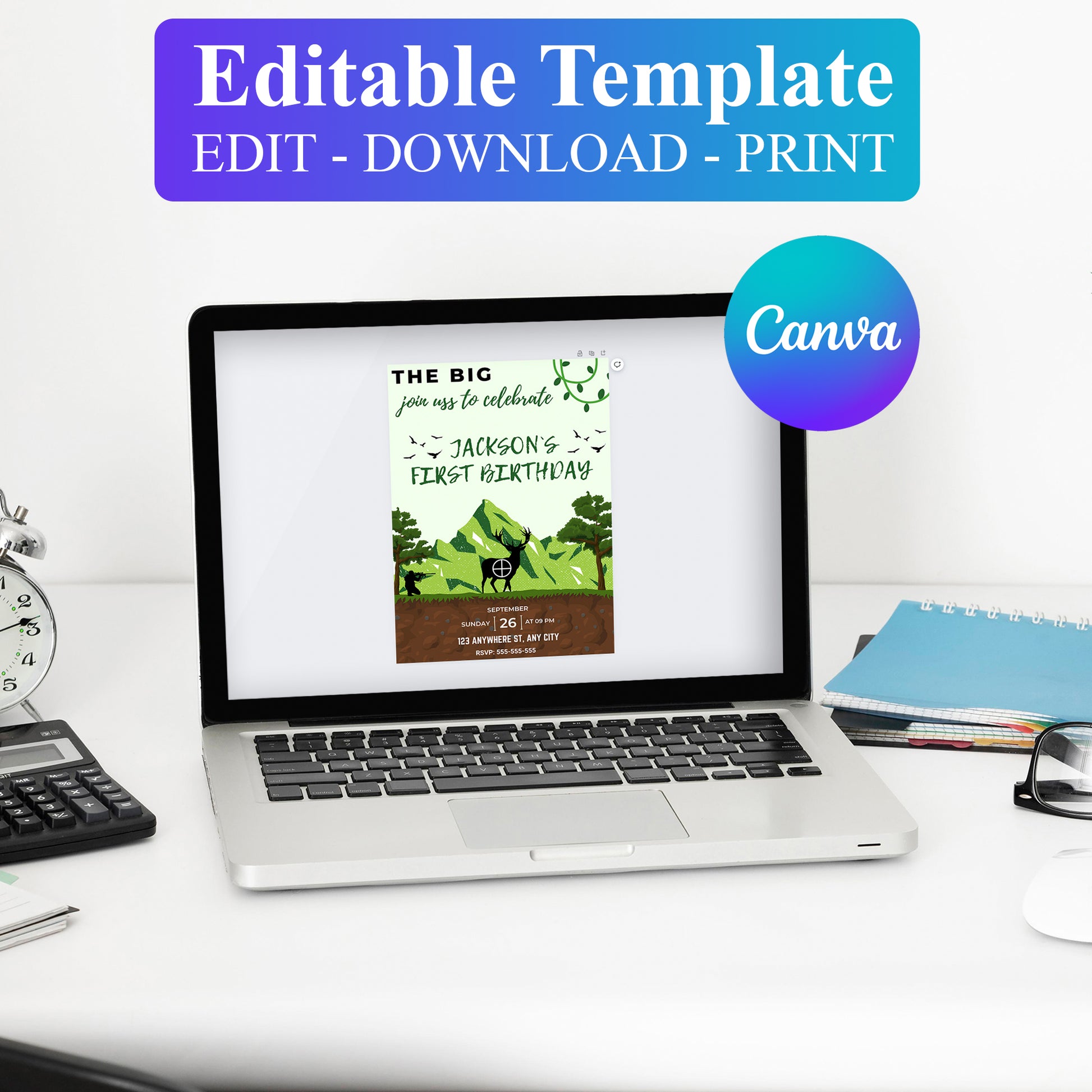 The Big One Hunting Birthday Invitation Template - CreativeRino