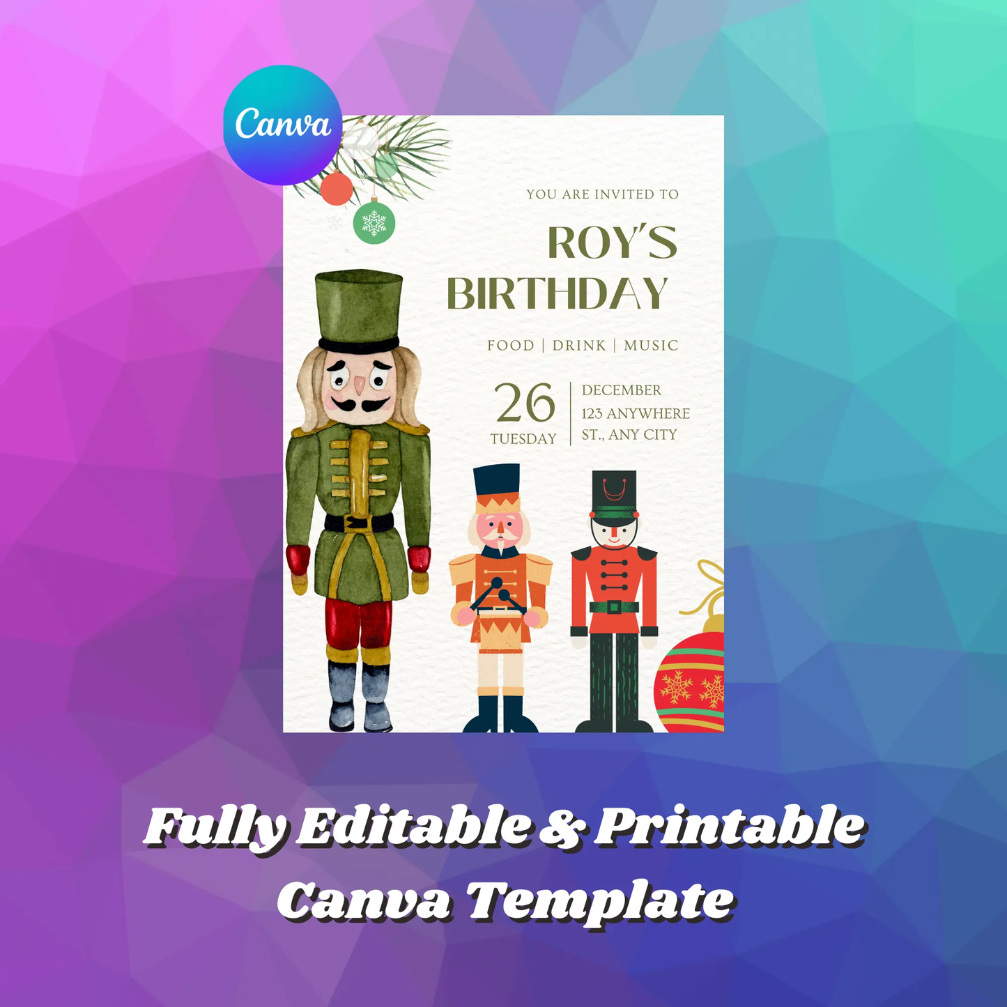 Nutcracker Birthday Invitation Template - CreativeRino