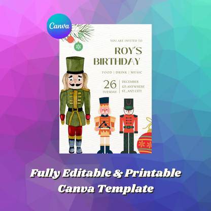 Nutcracker Birthday Invitation Template - CreativeRino