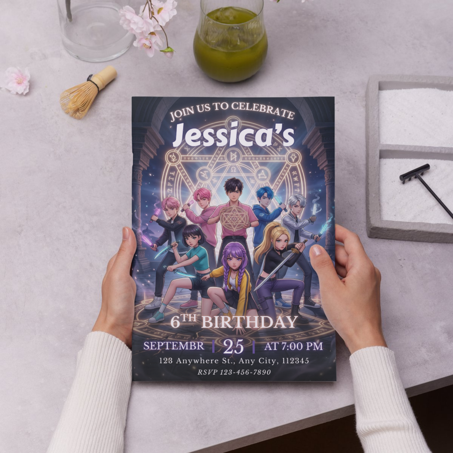 Kpop Demon Hunters Party Invite – Unique Editable Birthday Design CreativeRino