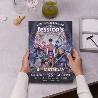 Kpop Demon Hunters Party Invite – Unique Editable Birthday Design CreativeRino