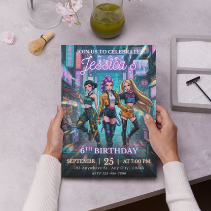 Kpop Demon Hunters Birthday Party Invitation – Custom Editable CreativeRino