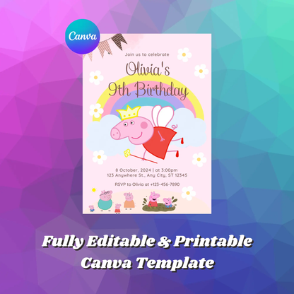 Peppa Pig Birthday Invitation Template - CreativeRino