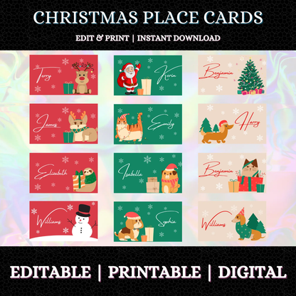 Christmas Placecards Template - CreativeRino