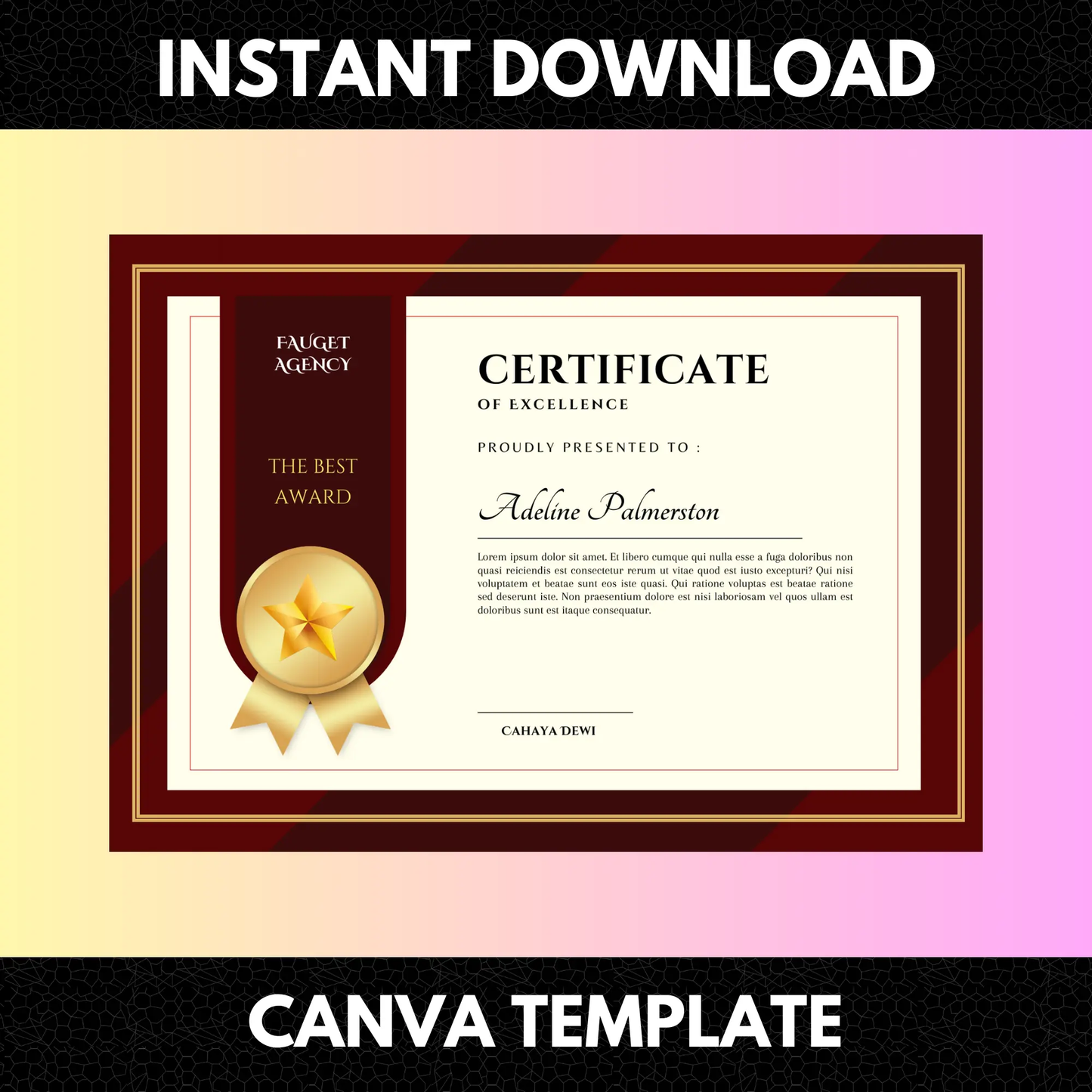 Certificate of Excellence Template | Excellence Certificate - CreativeRino
