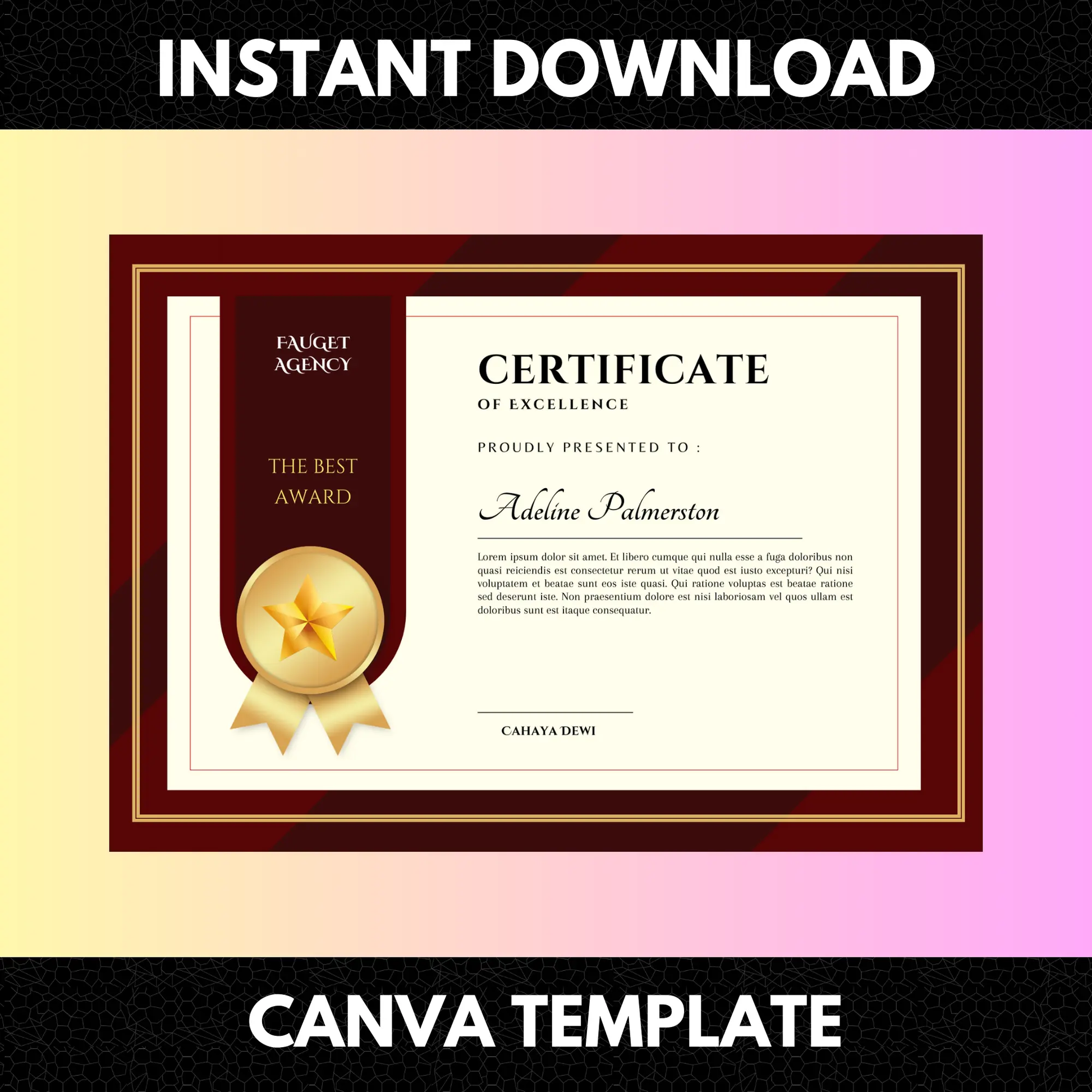 Certificate of Excellence Template | Excellence Certificate - CreativeRino