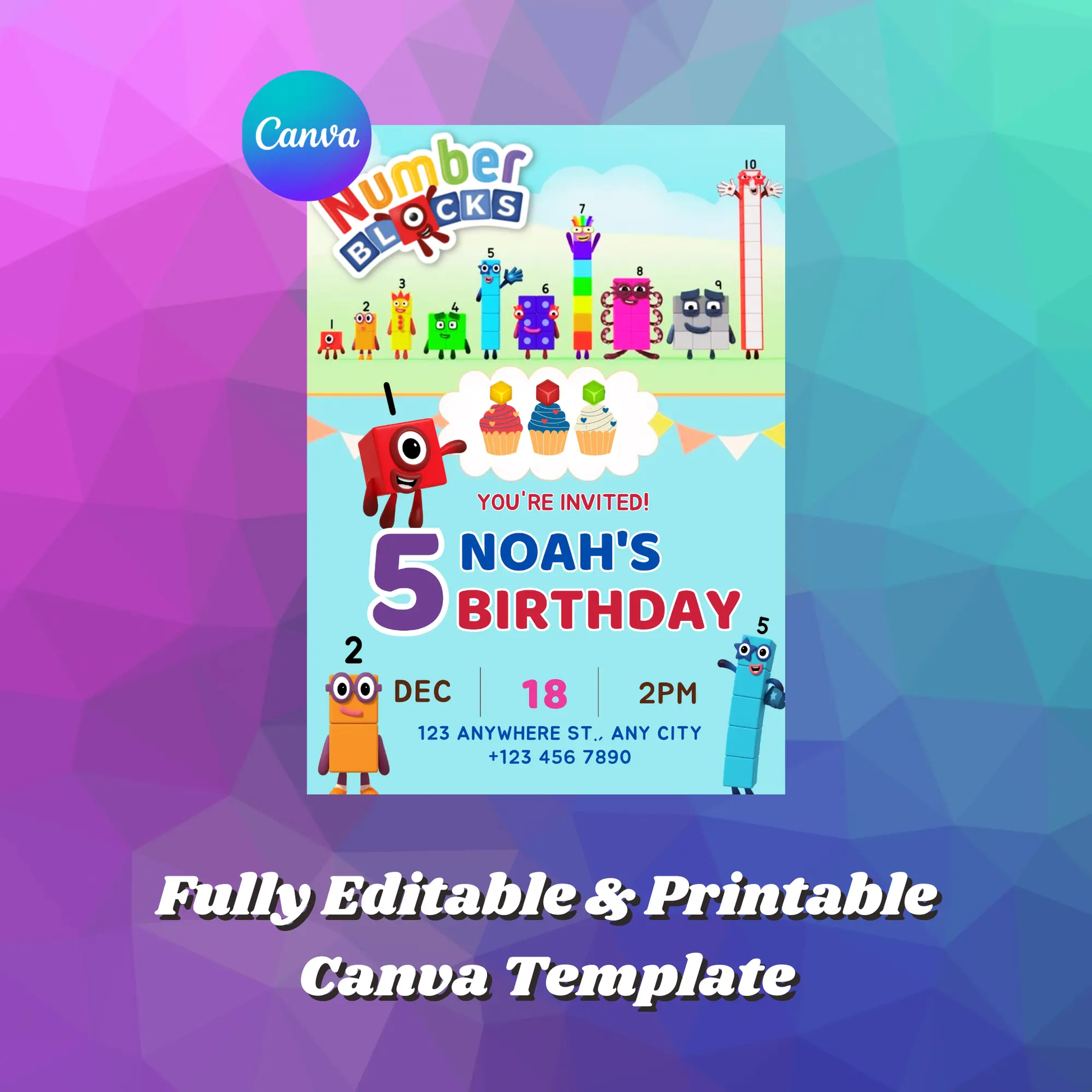 Numberblocks Birthday Invitation Template - CreativeRino