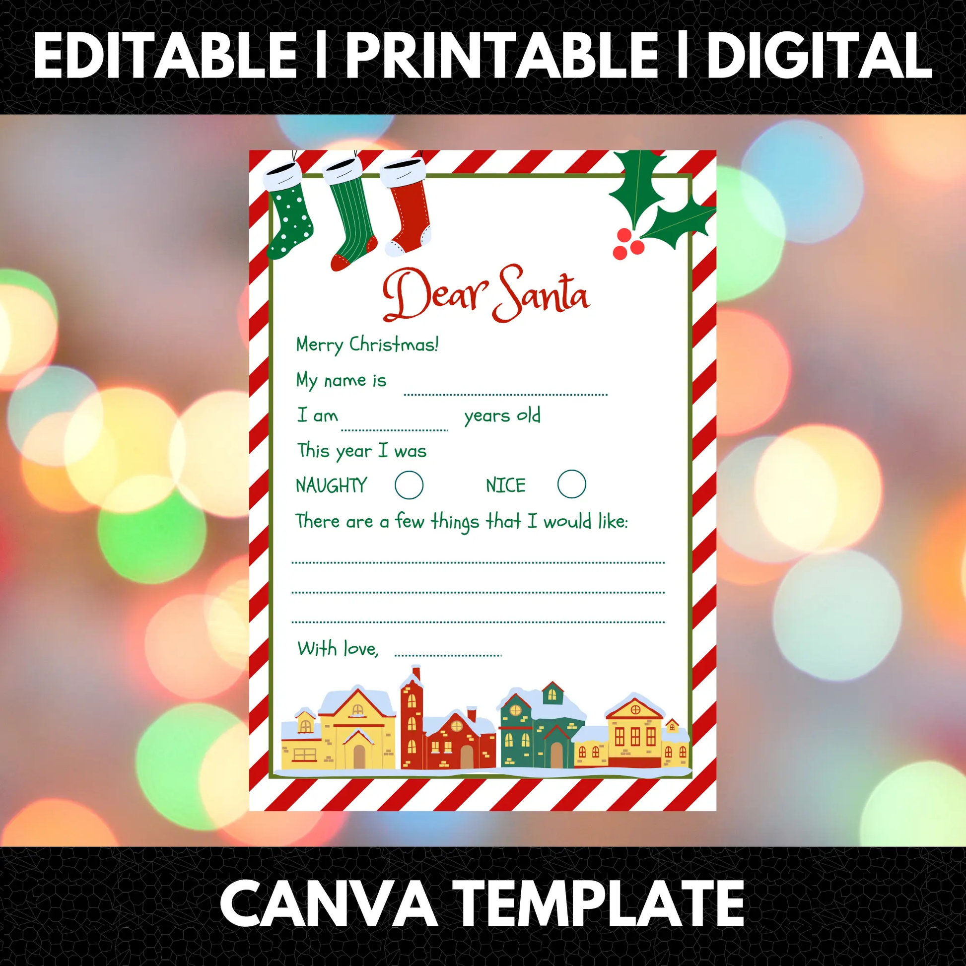 Letter to Santa Claus Christmas Template - CreativeRino