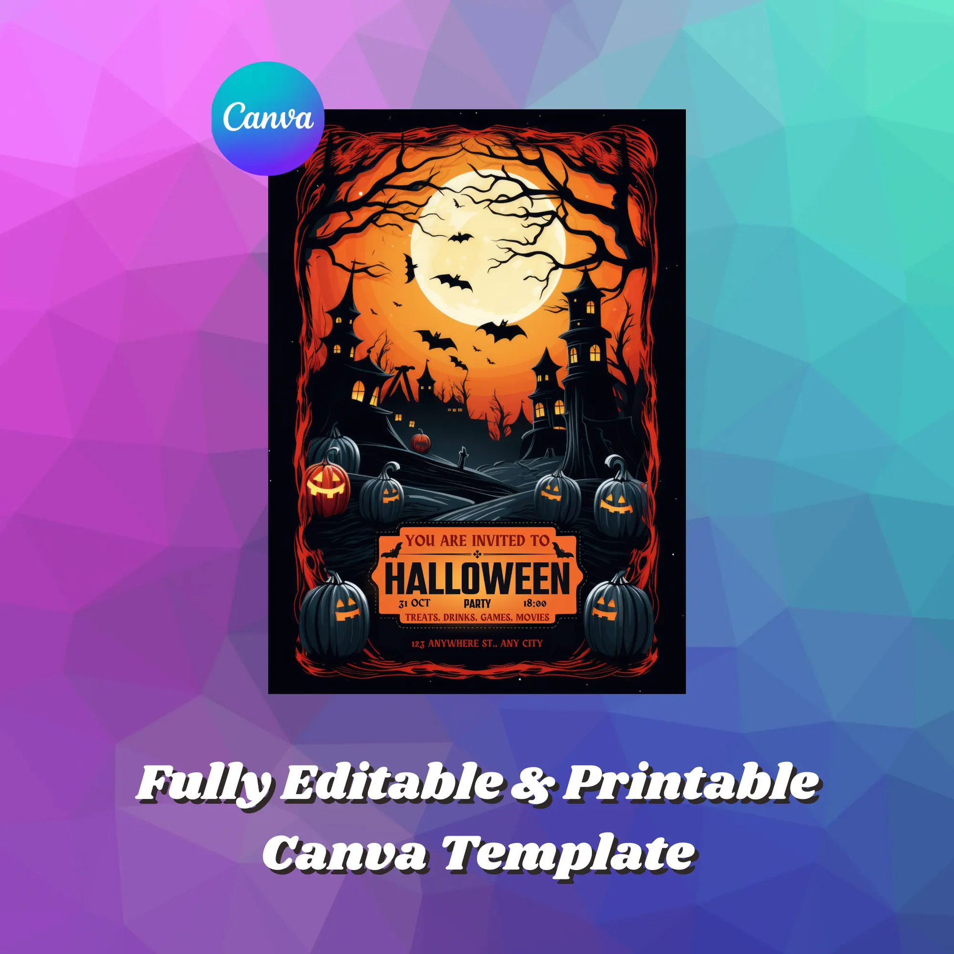 Pumpkin Horror Halloween Party Invitation Template - CreativeRino
