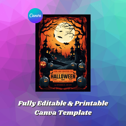 Pumpkin Horror Halloween Party Invitation Template - CreativeRino