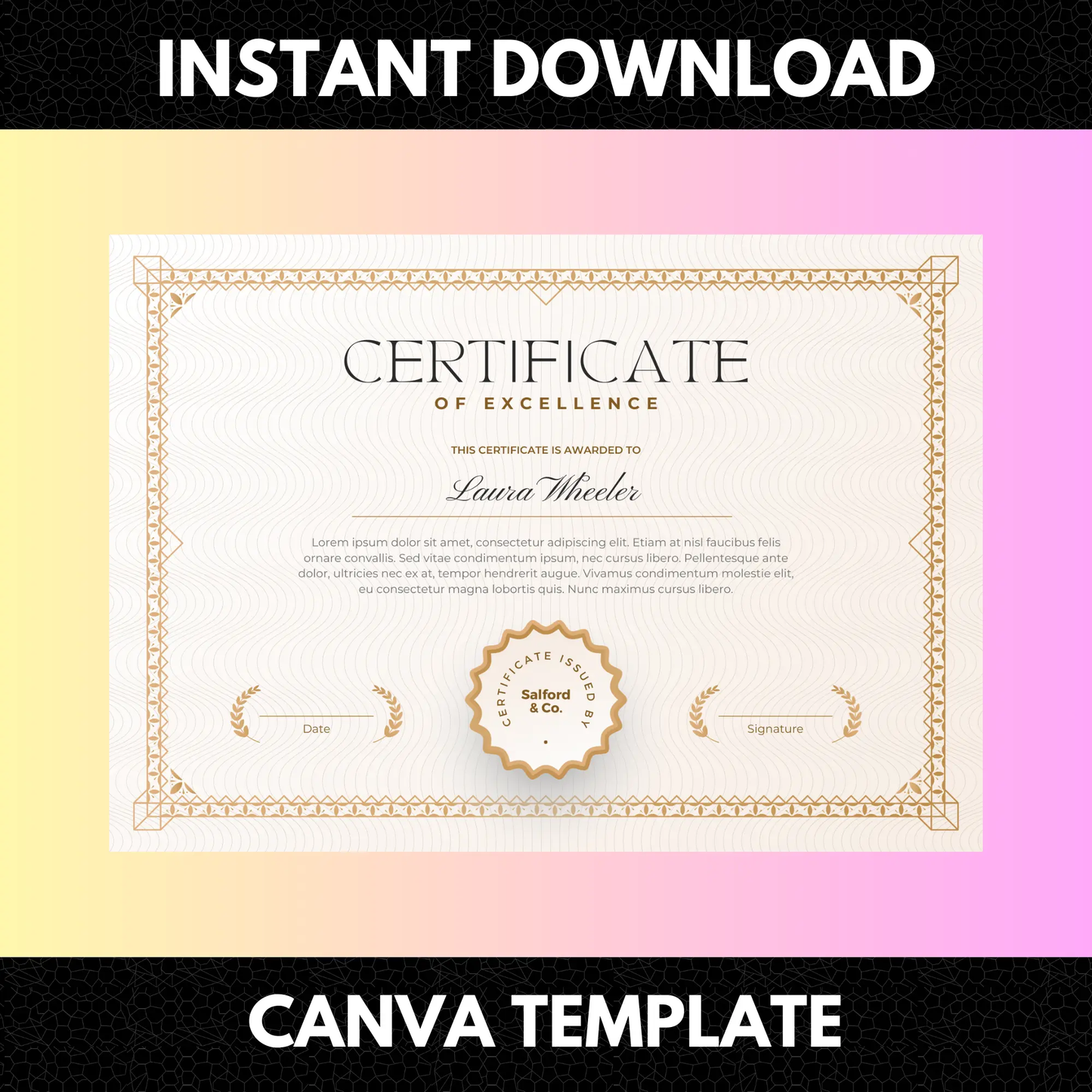 Certificate of Excellence Template | Excellence Certificate - CreativeRino