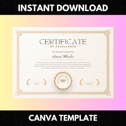 Certificate of Excellence Template | Excellence Certificate - CreativeRino