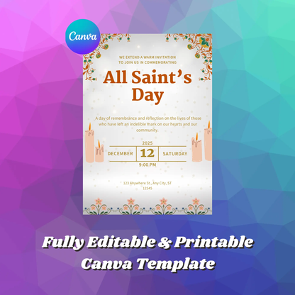 All Saints Day Invitation Template - CreativeRino