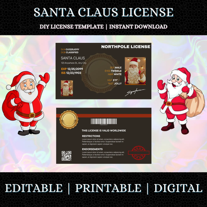 Santa Claus Drivers License Template - CreativeRino