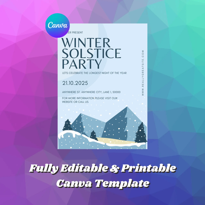 Winter Solstice Party Invitation Template - CreativeRino