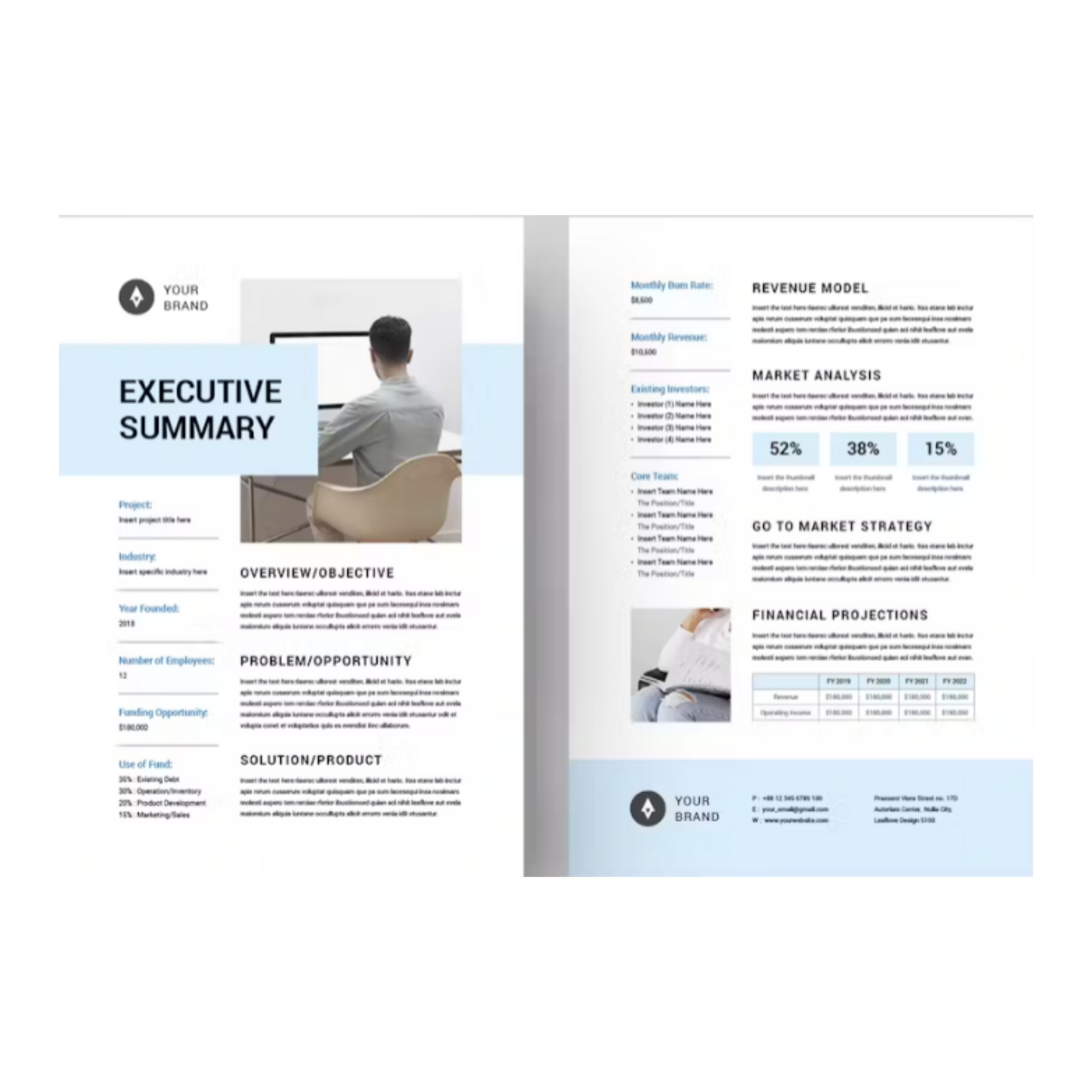 2 Executive Summary Template Bundle | Business Executive Summary Report | Startup Business Executive Summary | Adobe Indesign & MS Word